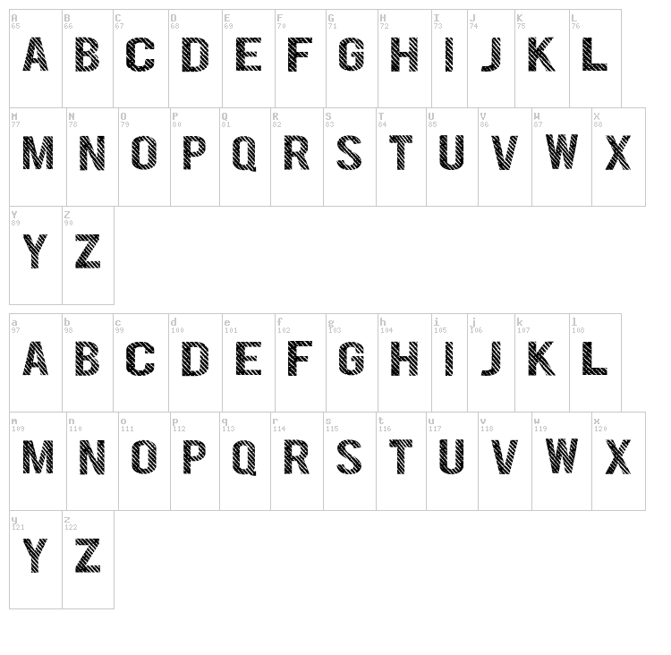 Denym font map